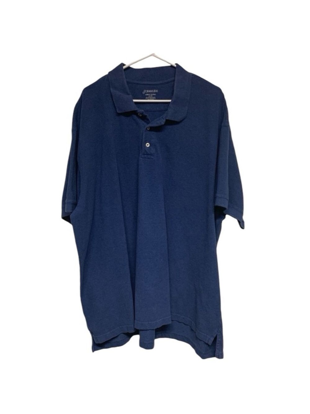 St Johns Bay blue polo short sleeve high low hem cotton mens size 3XL XXXL EUC
